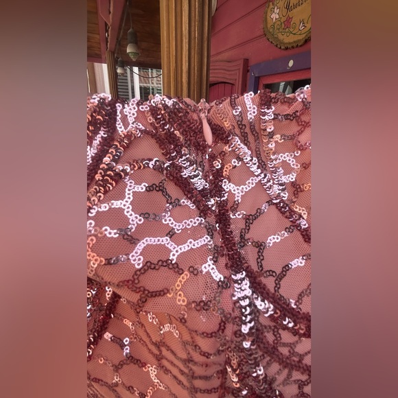 Angel Strapless Sequin Dress - Pink - Picture 5 of 11